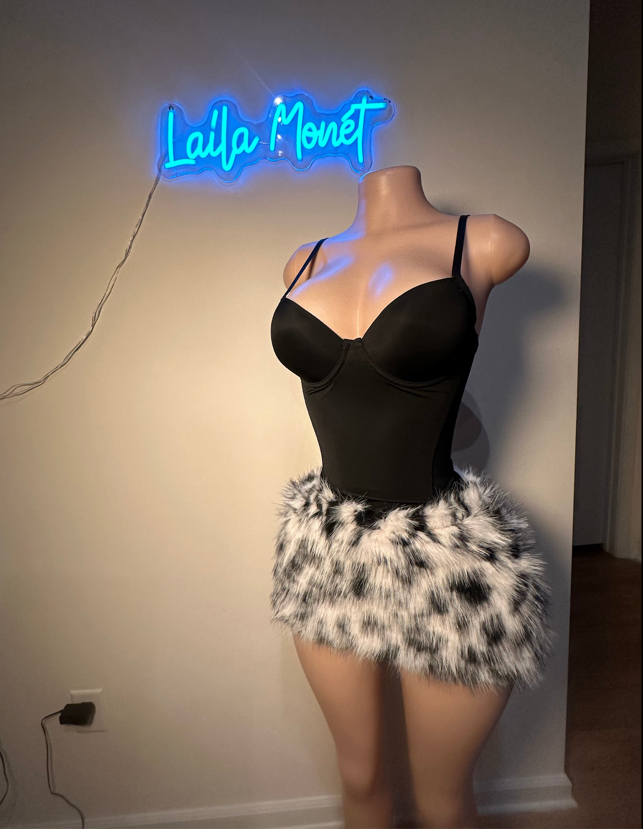 Fur Leopard Skirt (Bodysuit Sold separately)