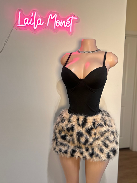 Fur Leopard Skirt (Bodysuit Sold separately)